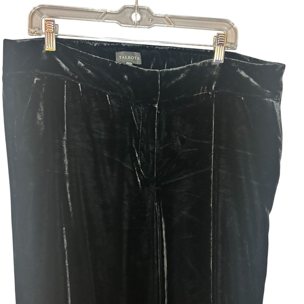 Talbots Black Velour Wide Leg Pants NWT Size 14 Dressy Evening - Picture 11 of 12